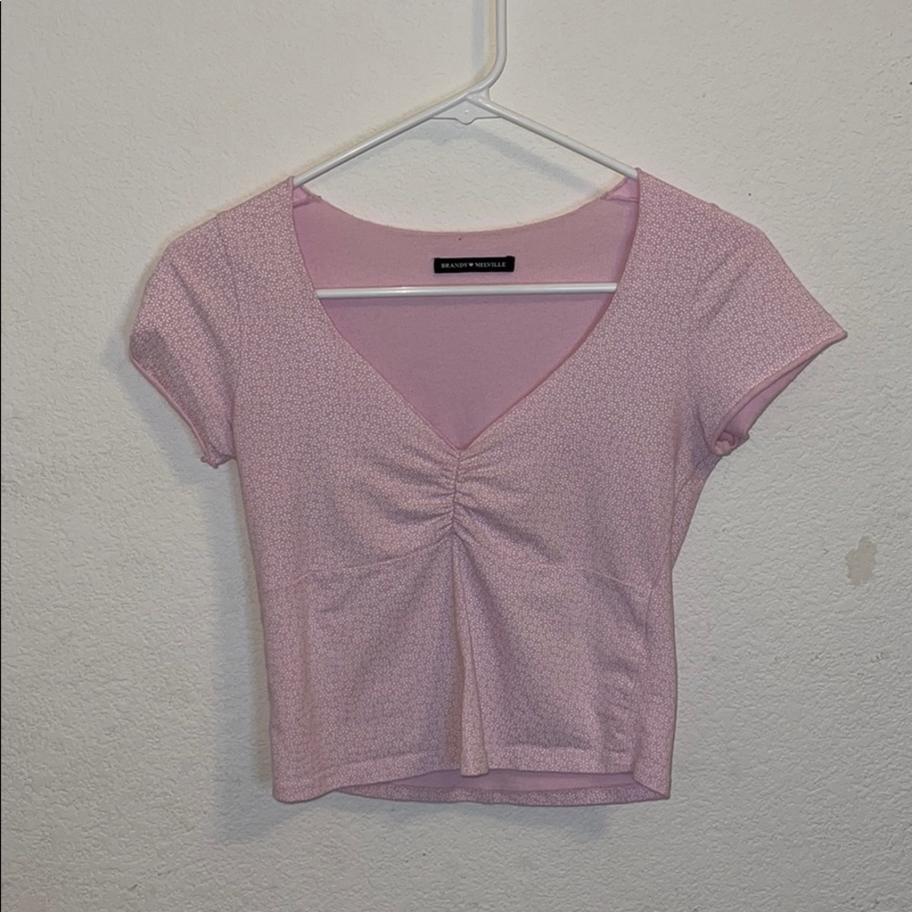 Brandy Melville Pink Floral Gina Top